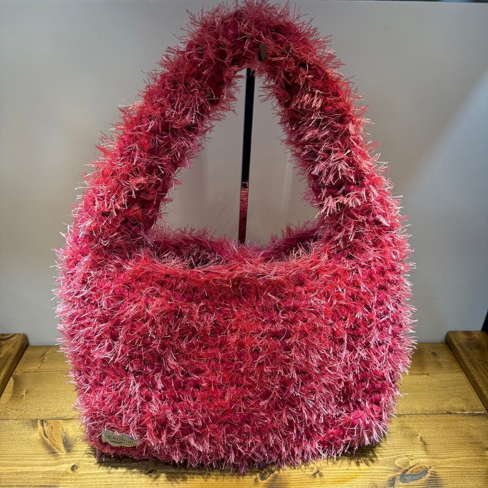 Crohini Fluffy Hot Pink‎ Crochet Bag LIINA
